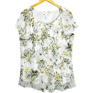 Tamara H Women's Blouse Size 1X Cream Floral Tops